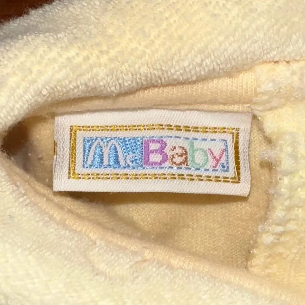 Vintage 90s McBaby Yellow Terry Teddy Bear One Piece Footie Jumpsuit Size 3/6M